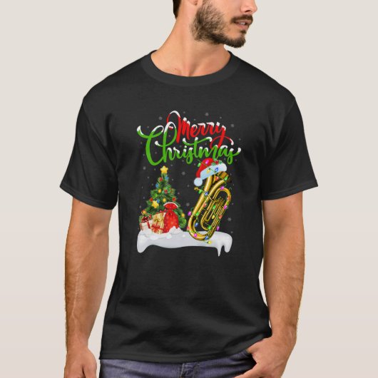 T-shirt Funny Tuba Music Lover Xmas Lighting Santa Tuba Ch (Devant)