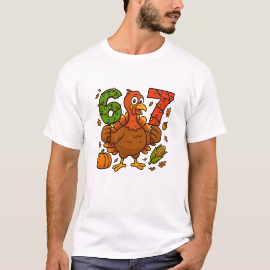 T-shirt Funny Turkey 6 7 Thanksgiving Design | Festive Fal (Devant)