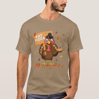 T-shirt Funny Turkey Eat Pizza Kids Adult Vegan Thanksgivi