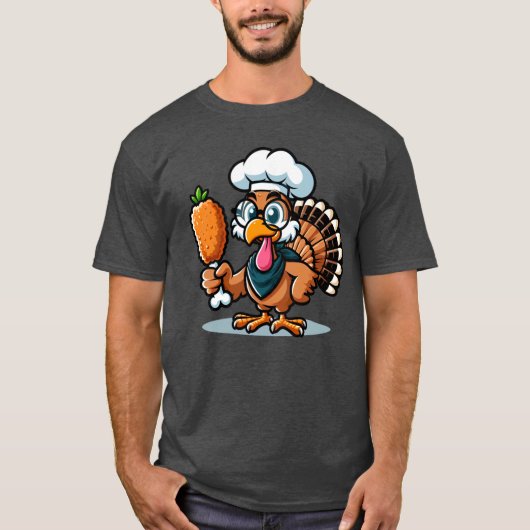 T-shirt Funny Turkey Holding Fried Chicken Thanksgiving Ir (Devant)