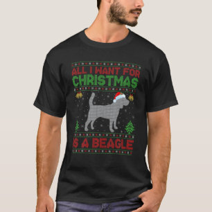 T-shirt Funny Ugly All I Want For Christmas Is A Beagle