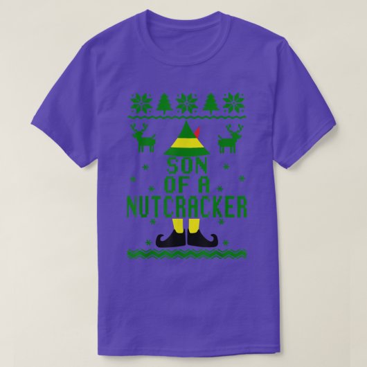 T-shirt Funny Ugly Christmas Sweater Son Of A Nutcracker  (Design devant)