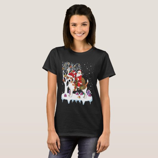 T-shirt Funny Ugly Santa Riding Jack Russell Terrier Dog C (Devant entier)