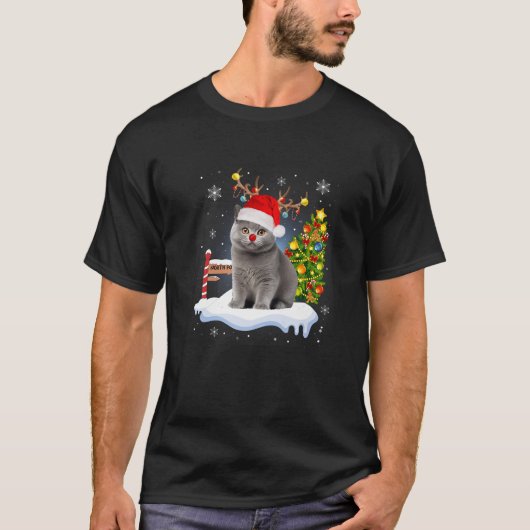 T-shirt Funny Ugly Sweater Cat Reindeer Pôle Nord Christy (Devant)