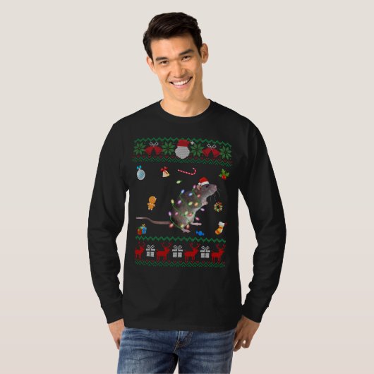 T-shirt Funny Ugly Xmas Sweater Animals Lights Christmas R (Devant entier)