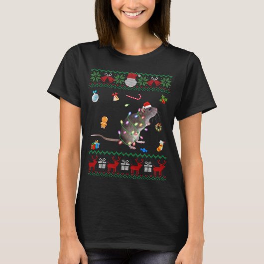 T-shirt Funny Ugly Xmas Sweater Animals Lights Christmas R (Devant)