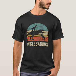 T-shirt Funny Uncle Dinosaur Daddy Dad Gift 2 Two Kids Unc