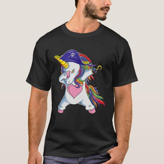 T-shirt Funny Unicorn Costume Pirate Jolly Roger Flag Hall (Devant)