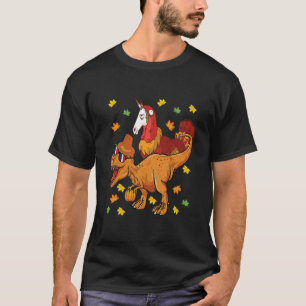 T-shirt Funny Unicorn équitation T rex Dinosaur Thanksgivi