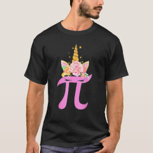 T-shirt Funny Unicorn Face Pi Day Math Floral Math Geek Ne