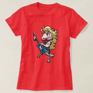 T-shirt Funny Unicorn Glam Metal Hard Rock Guitar Cartoon