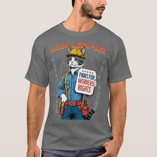 T-shirt Funny Union Feline Membre Feline Fête du Travail (Devant)