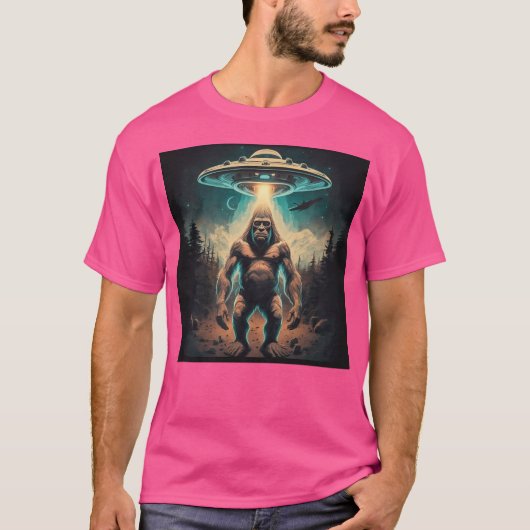 T-shirt Funny Unique Selfie Bigfoot Avec Ufos bizarre (Devant)