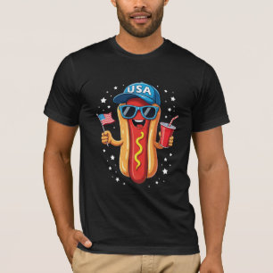 T-shirt Funny USA Hotdog - 4 juillet dessin animé