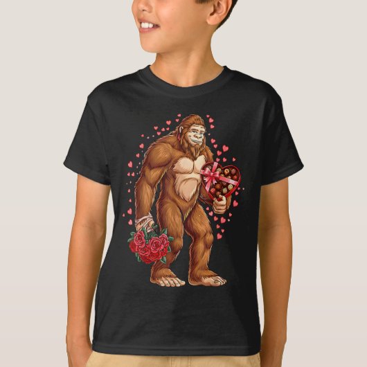 T-shirt Funny Valentines Day Bigfoot Heart Love Sasquatch (Devant)