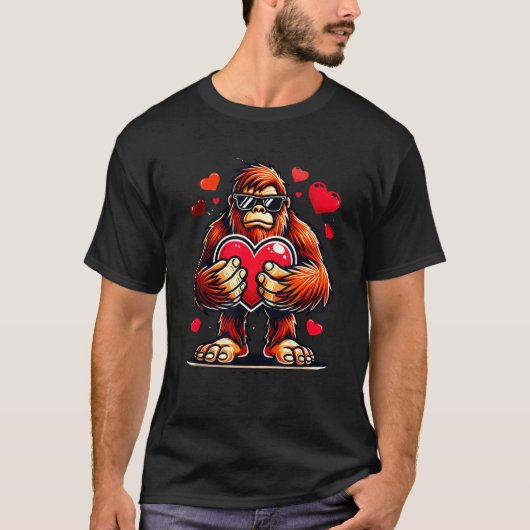 T-shirt Funny Valentines Day Bigfoot Heart Sungles Sasquat (Devant)