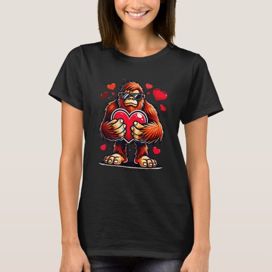 T-shirt Funny Valentines Day Bigfoot Heart Sungles Sasquat (Devant)