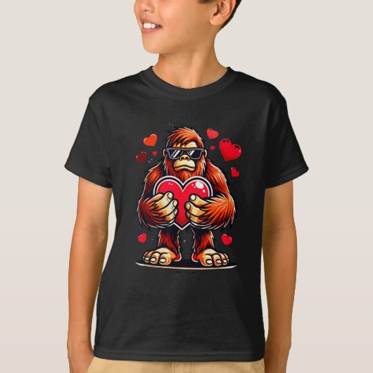 T-shirt Funny Valentines Day Bigfoot Heart Sungles Sasquat (Devant)