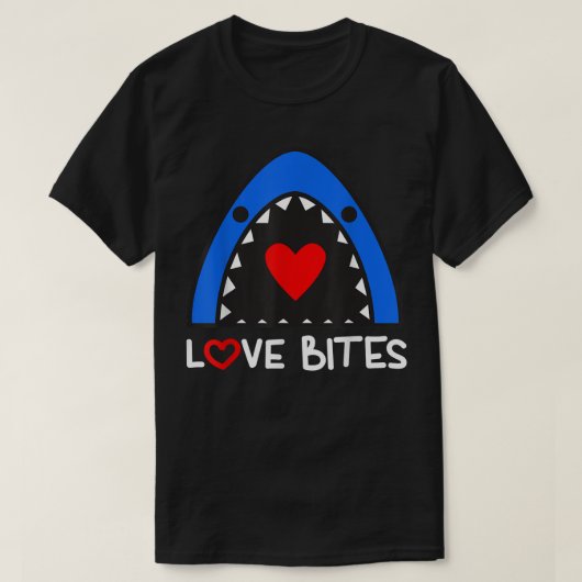 T-shirt Funny Valentines Day Cute Shark Love Bites Retro V (Design devant)