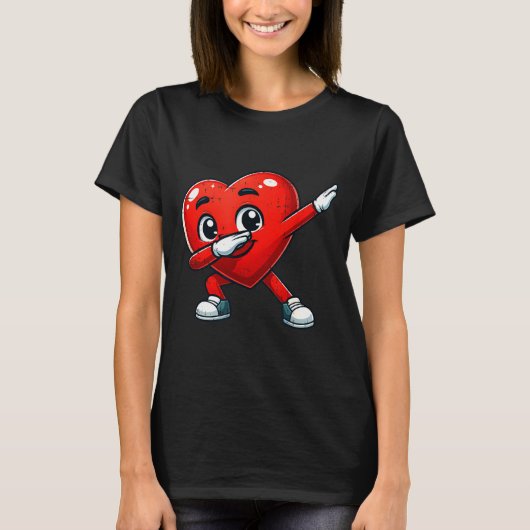T-shirt Funny Valentines Day Dabbing Heart Lover Men Kids  (Devant)