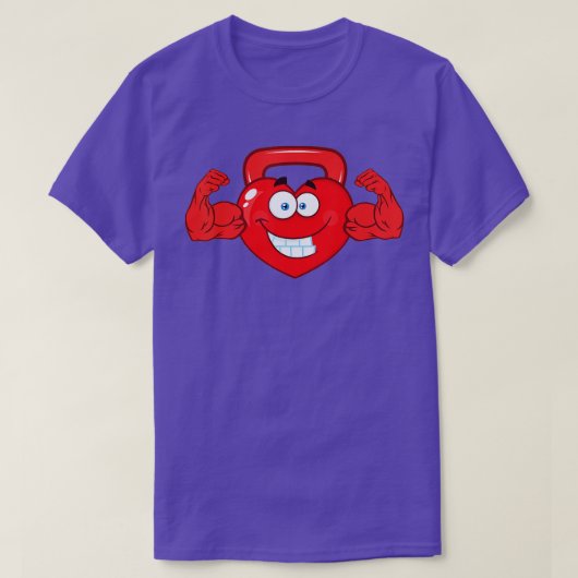 T-shirt Funny Valentines Day Kettlebell Flexing Heart Gym (Design devant)
