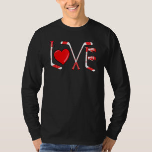 T-shirt Funny Valentines Day Player Goalie Ice Hockey Hear