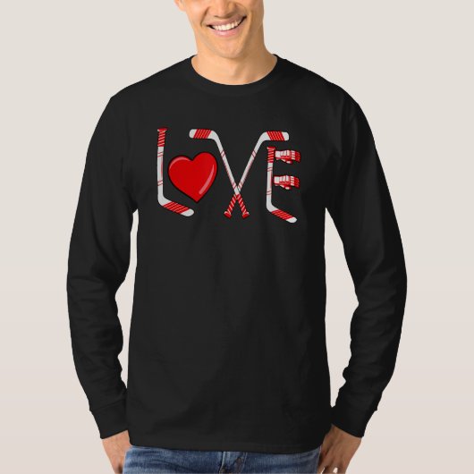 T-shirt Funny Valentines Day Player Goalie Ice Hockey Hear (Devant)