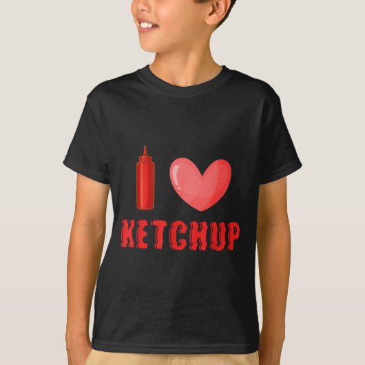 T-shirt Funny Valentines Day Shirt I Love Ketchup Valentin (Devant)