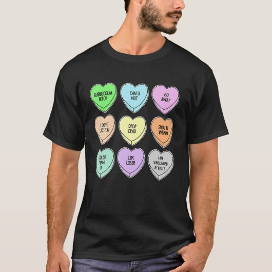 T-shirt Funny Valentines Jour Bonbons Coeur Hommes Femmes (Devant)