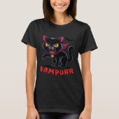 T-shirt Funny Vampurr Vampire Chat noir Halloween (Devant)