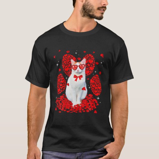 T-shirt Funny Van turc Cat Valentine Paw Heart Cat Love (Devant)