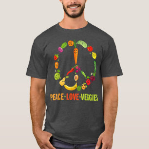 T-shirt Funny Vegetarian Peace Sign Cool Vegan Veggie Vega
