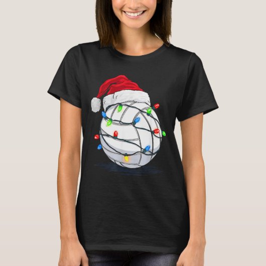 T-shirt Funny Volleyball Ball Christmas Graphics Lights Lo (Devant)