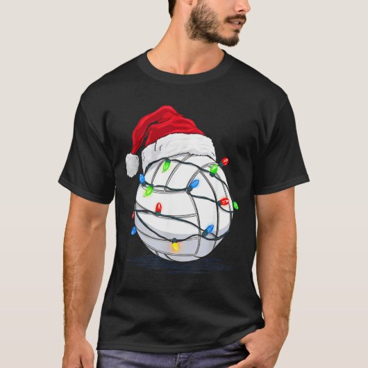 T-shirt Funny Volleyball Ball Christmas Graphics Lights Lo (Devant)