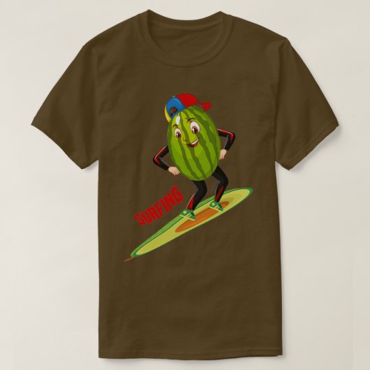 T-shirt Funny Watermelone Surfing Utilisation de l'autocol (Design devant)