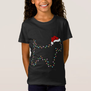 T-Shirt Funny Westie Chien Xmas Éclairage Santa Hat Westie