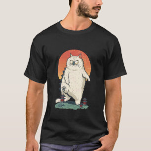 T-shirt Funny White Grumpy Persian Catzilla Cat Vintage Ja