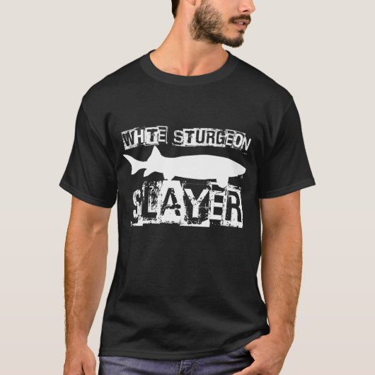 T-shirt Funny White Sturgeon Poisson Graphisme Poisson d'e (Devant)