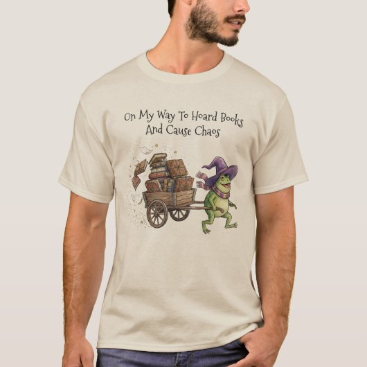 T-shirt Funny Wizard Frog Hoarding Books Reading (Devant)