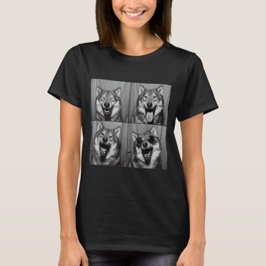 T-shirt Funny Wolf Photo Booth Sungles Dog  (Devant)