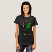 T-shirt Funny Xmas Black Cat Pushing Christmas Tree Over C (Devant entier)