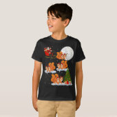 T-shirt Funny Xmas Éclairage arbre Père Noël équitation éc (Devant entier)