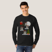 T-shirt Funny Xmas Éclairage arbre Père Noël équitation Hu (Devant entier)