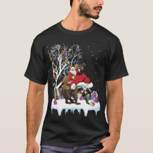 T-shirt Funny Xmas Éclairage Arbre Père Noël équitation Ra