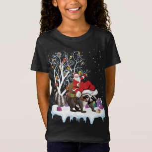 T-Shirt Funny Xmas Éclairage Arbre Père Noël équitation Ra