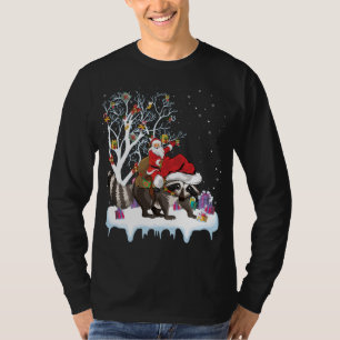 T-shirt Funny Xmas Éclairage Arbre Père Noël équitation Ra