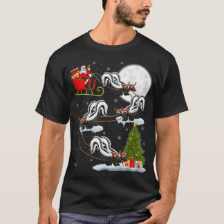 T-shirt Funny Xmas Éclairage Arbre Père Noël équitation Sk