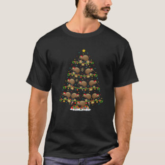 T-shirt Funny Xmas Lighting Santa Kiwi Bird Christmas Tree