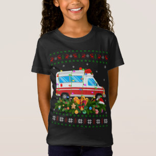 T-Shirt Funny Xmas Lighting Tree Père Noël Ambulance Laide