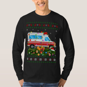 T-shirt Funny Xmas Lighting Tree Père Noël Ambulance Laide